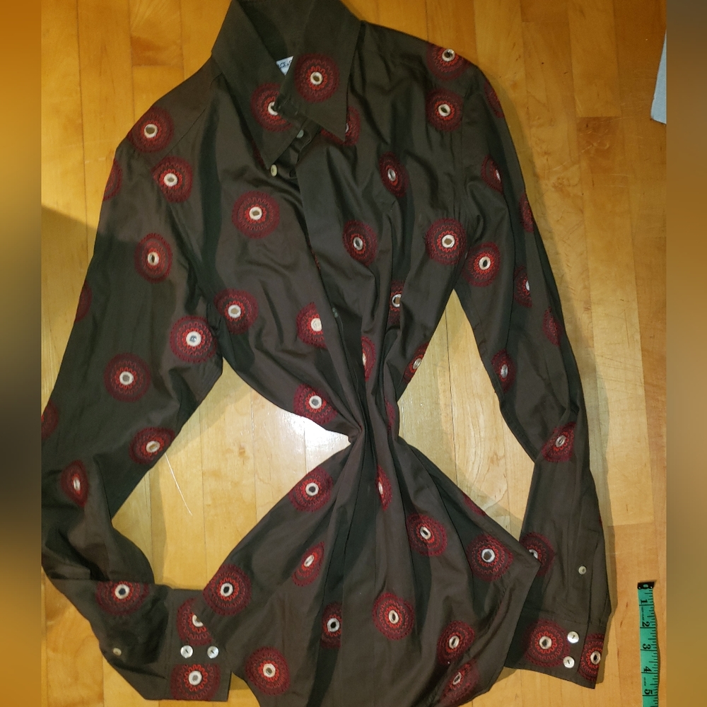 Rare Dolce & Gabbana hunter Green hand woven yard wrap around a mirror shirt M